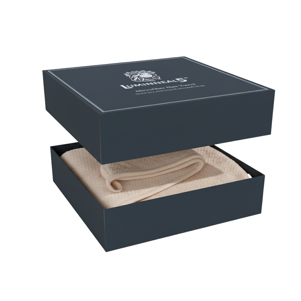 Luminneal5 Beige folded microfiber towel  opened box