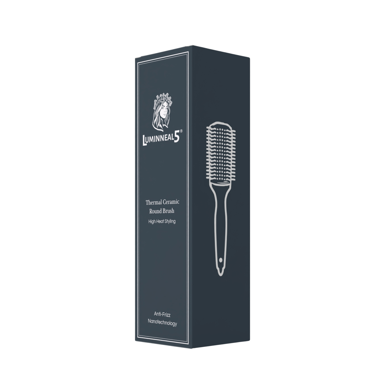 Luminneal5 round styling hairbrush packaging on a white background